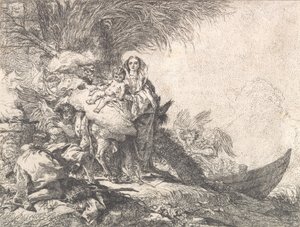 Jozef Aanbidt het Christuskind bij een Rokend Altaar, uit de Vlucht naar Egypte, 1752
