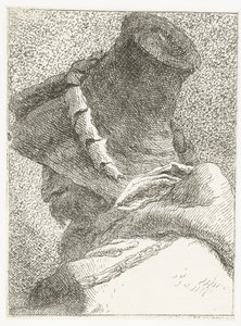 Man met afgewend hoofd met hoed door Giovanni Domenico Tiepolo