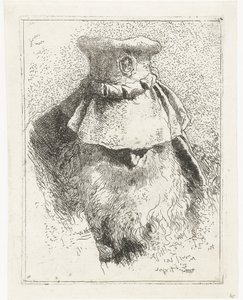 Man met gebogen hoofd en grote hoed door Giovanni Domenico Tiepolo