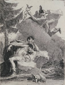 Mercurius verschijnt aan Aeneas in een droom, 1757