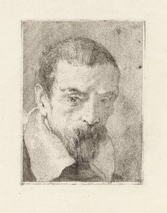 Oude man met een baard en een kaal hoofd, uit de Raccolta di Teste (Collectie van Hoofden) door Giovanni Domenico Tiepolo