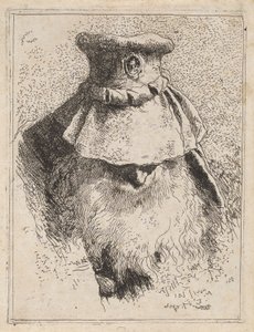Oude man met een grote hoed, uit de Raccolta di Teste (Collectie van Hoofden) door Giovanni Domenico Tiepolo