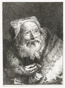 Oude man met armband in hand door Giovanni Domenico Tiepolo