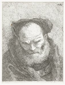 Oude man met baard en gebogen hoofd door Giovanni Domenico Tiepolo
