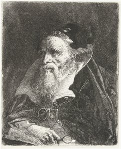 Oude man met boek en vergrootglas door Giovanni Domenico Tiepolo