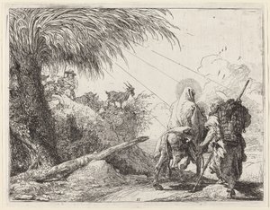 De Vlucht, Heilige Familie Rechts, Jozef Kijkt naar Links door Giovanni Domenico Tiepolo