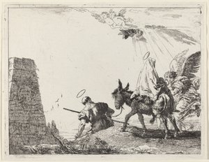 De Vlucht met Obelisk aan de Linkerkant door Giovanni Domenico Tiepolo