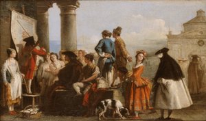De verhalenverteller door Giovanni Domenico Tiepolo