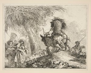 De Maagd en het Kind met Jozef, uit de serie Idee pittoresche sopra la fuga in Egitto (Vlucht naar Egypte) door Giovanni Domenico Tiepolo