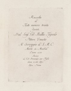 Titelpagina, uit de Raccolta di Teste (Collectie van Hoofden) door Giovanni Domenico Tiepolo