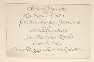 Titelpagina (uit de serie Idee pittoresche sopra la fuga in Egitto) door Giovanni Domenico Tiepolo