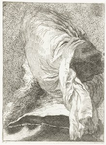 Turkse man met afgewend hoofd met tulband door Giovanni Domenico Tiepolo