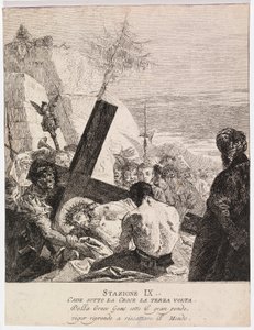 Via crucis - Statie IX. Jezus valt voor de derde keer door Giovanni Domenico Tiepolo