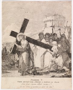 Via crucis - Statie V. Simon van Cyrene helpt Jezus het kruis te dragen