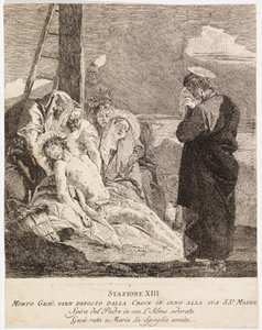 Via crucis - Statie XIII. Jezus wordt van het kruis gehaald