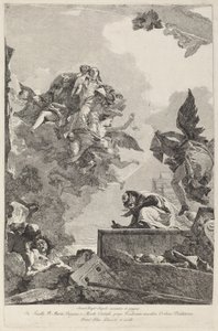 De Madonna del Carmelo Verschijnt aan Sint Simon Stock door Giovanni Domenico Tiepolo after Giovanni Battista Tiepolo