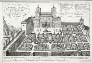 Uitzicht op de tuinen en het paleis van de Groothertog van Toscane, Rome door Giovanni Domenico de
