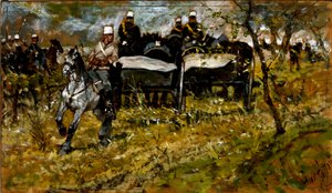 Artilleriemanoeuvre door Giovanni Fattori