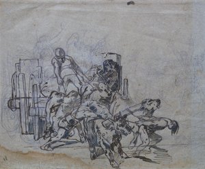 Kar met vier ossen door Giovanni Fattori
