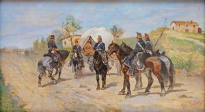 Cavalerie in rust door Giovanni Fattori