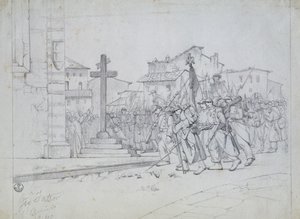 Binnenkomst van de Franse troepen in Livorno door Giovanni Fattori