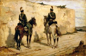 Schilderij van Lichte Cavaleristen door Giovanni Fattori