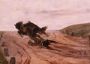 Man gevangen door een stijgbeugel door Giovanni Fattori