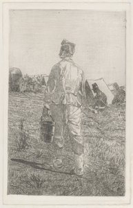Soldaat met een emmer, gezien van achteren (Soldato di spalle con secchio) door Giovanni Fattori