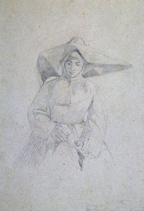 Studie van non voor Het Italiaanse Kamp bij de Slag bij Magenta door Giovanni Fattori door Giovanni Fattori