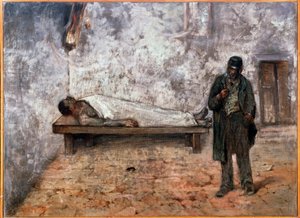 Het mortuarium of de onverschillige door Giovanni Fattori