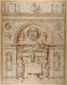 Ontwerp voor een muur graf in Etruskische stijl door Giovanni Francesco (c.1488 1528) Penni
