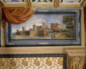 Landelijk landschap met gebouwen