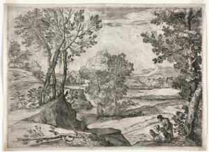 Landschap met een familie door Giovanni Francesco Grimaldi