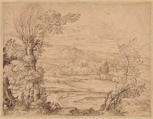 Landschap met een Rivier en Aquaduct door Giovanni Francesco Grimaldi