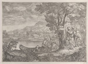 Landschap met de vlucht naar Egypte, 1626-1680