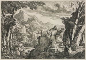 St. Franciscus van Assisi ontvangt de stigmata door Giovanni Francesco Grimaldi
