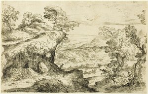 Twee mannen op een bergtop door Giovanni Francesco Grimaldi