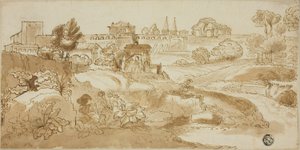 Gezicht op Rome, met via Appia