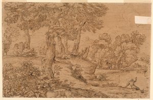 Boslandschap met een Vijver door Giovanni Francesco Grimaldi