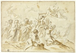 Gezegende die naar de Hemel Stijgt door Giovanni Francesco Romanelli