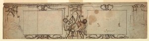 Tekening, Project voor gesneden lambrisering, 1650 door Giovanni Francesco Romanelli