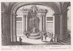Fontein in de binnenplaats van het Palazzo Massimo di Rignano te Rome door Giovanni Francesco Venturini