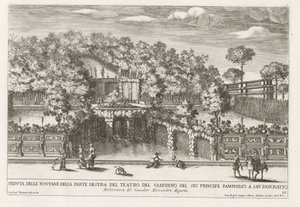 Fontein in de tuinen van Villa Doria Pamphilj te Rome door Giovanni Francesco Venturini