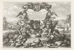 Fontein met opdracht aan en wapen van Livio Odescalchi