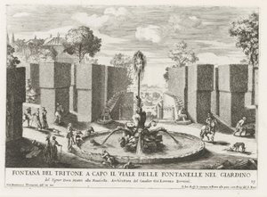 Fontein met triton in de tuinen van de Villa Celimontana te Rome door Giovanni Francesco Venturini