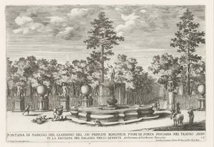 Fontein van Narcissus in de Villa Borghese te Rome