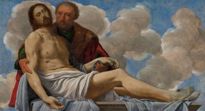 Christus met Jozef van Arimathea door Giovanni Girolamo Savoldo