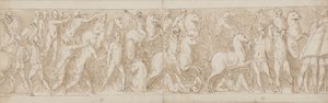 Einde van een gerestaureerd deel van de kolom (XLVII); de Sarmaten worden achtervolgd in het moeras (XLVIII); de Romeinen vallen een Duits (?) fort aan (begin van LIV) door Giovanni Guerra