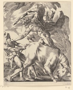 Hercules vecht met Cacus door Giovanni Jacopo Caraglio