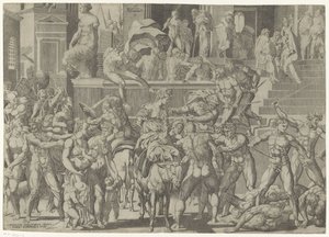 Slag tussen de Romeinen en de Sabijnen door Giovanni Jacopo Caraglio